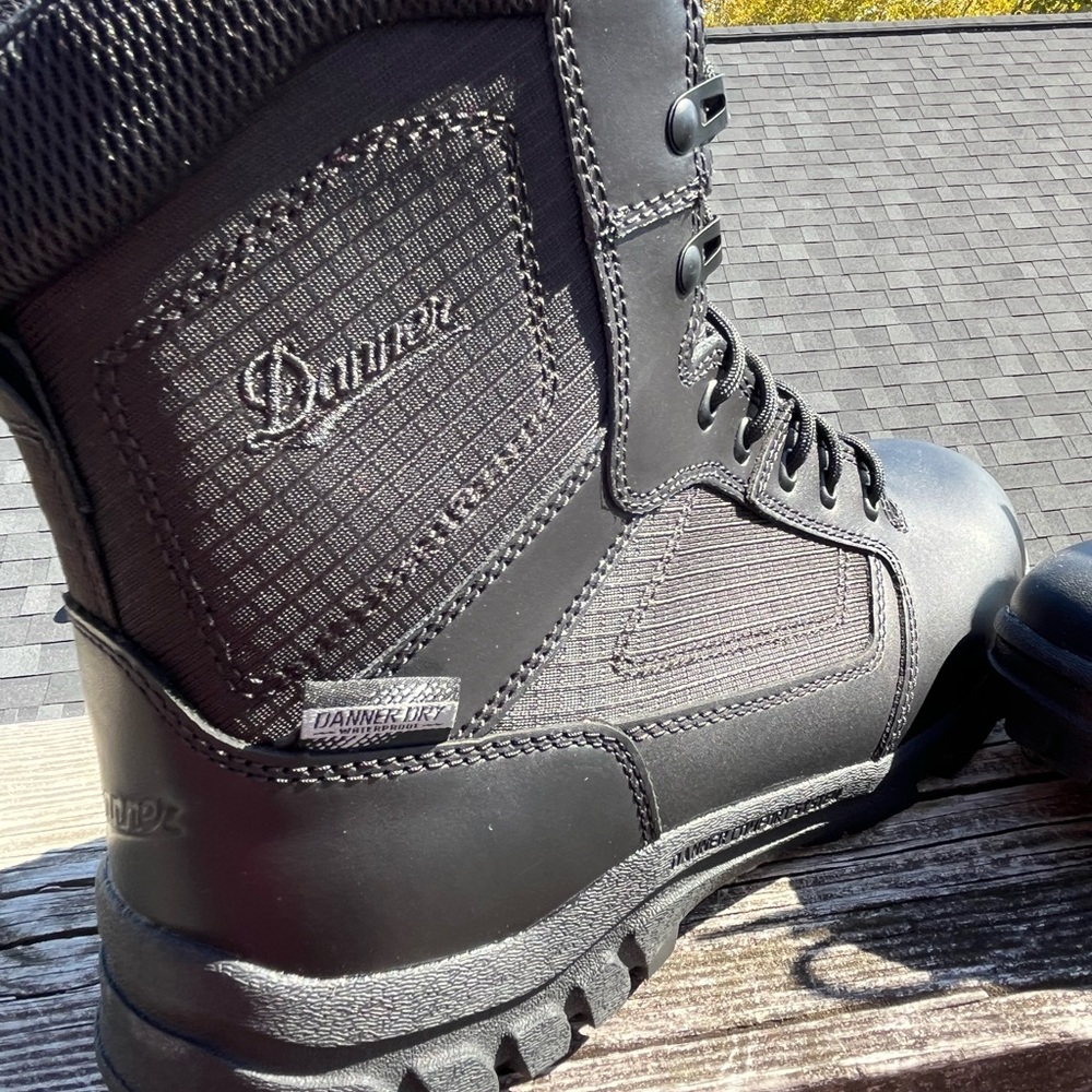 Danner Lookout Men's Black Lace-Up Boots with side zipper.